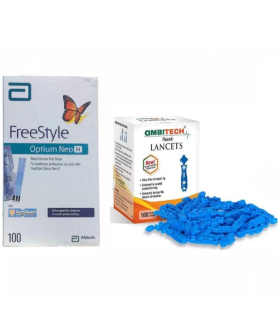 Abbott Freestyle Optium Neo H 100 Test Strips - with 100 Lancets 51-100 Strips Expiry March 2024