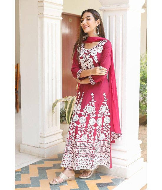 AMIRA'S INDIAN ETHNICWEAR - Red Rayon Women's Stitched Salwar Suit ( ) - M