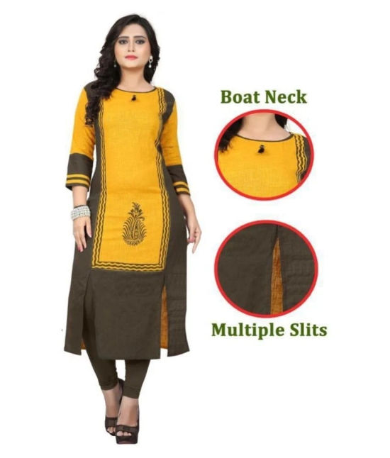 Vbuyz - Yellow Cotton Womens Front Slit Kurti ( Pack of 1 ) - M