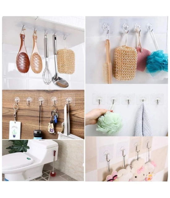 RAMDEV ENTERPRISE Self Adhesive Wall Hanging Hooks Pack of 10, Water Proof 10 Kg Capacity Strong Adhesive Wall Hooks Hanger for Home Kitchen Bathroom,Key Hanger Sticker,Hook Hanger Sticker,A