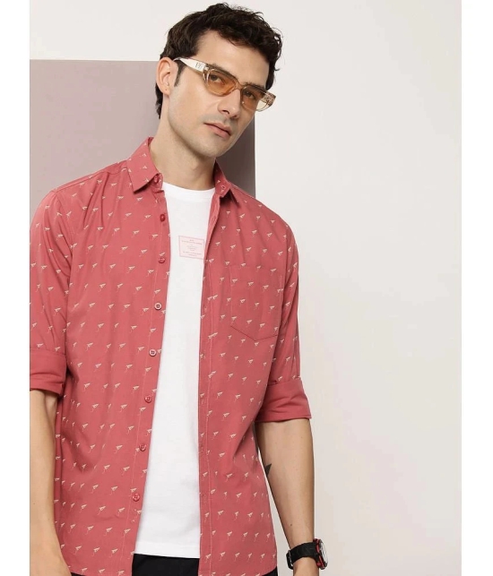 Dillinger 100% Cotton Regular Fit Printed Full Sleeves Mens Casual Shirt - Pink ( Pack of 1 ) - None