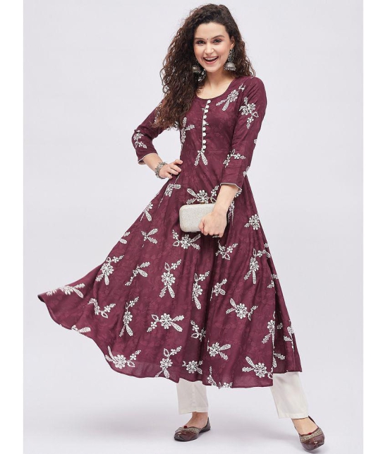 Tissu - Maroon Rayon Women''s Flared Kurti ( Pack of 1 ) - None