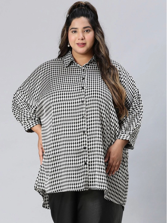 Oxolloxo Plus Size Relaxed Boxy Gingham Checked Casual Shirt