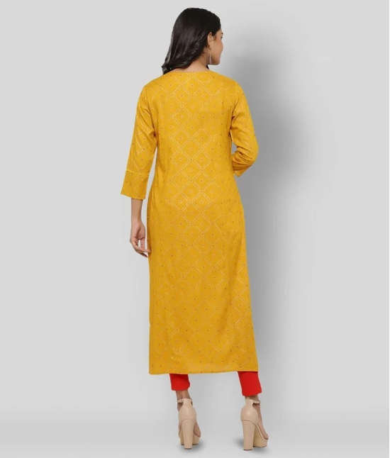 KIPEK - Yellow Rayon Womens Straight Kurti - S