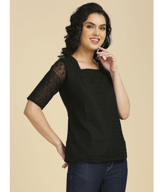 gufrina Black Georgette Womens Regular Top ( Pack of 1 ) - None