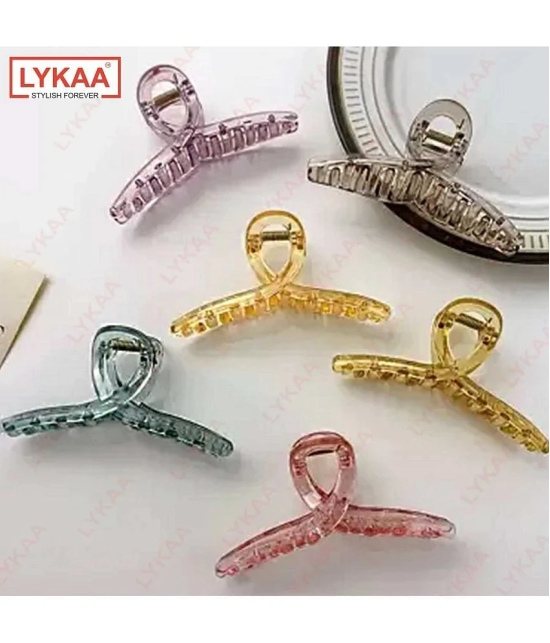 Lykaa Hair Claw Clips Acrylic for Thick Hair Jaw Clips For Women And Girls (Pack of 4) Multicolor - Multi