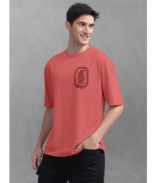 BULLMER Cotton Blend Oversized Fit Printed Half Sleeves Mens T-Shirt - Red ( Pack of 1 ) - None