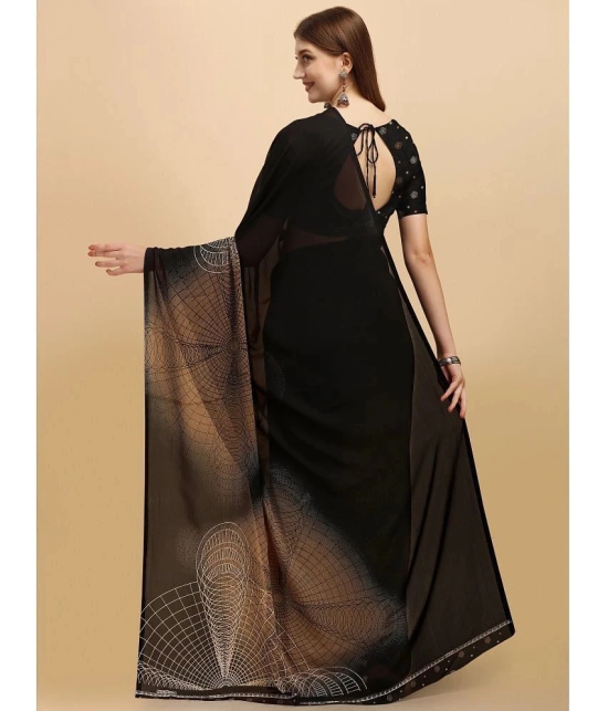 LEELAVATI - Black Georgette Saree With Blouse Piece ( Pack of 1 ) - Black