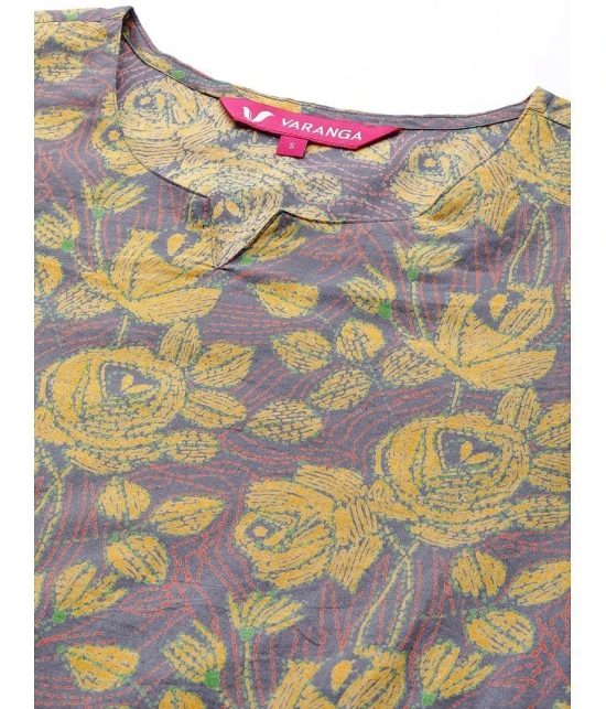 Varanga Cotton Printed Straight Womens Kurti - Yellow ( Pack of 1 ) - None