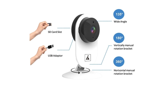 BioEnable C100 Smart WiFi Camera with Remote Monitoring, Day-Night Mode, Advanced Motion Detection, Micro SD Card Slot, Live Streaming, 2 Way Audio, Works with Android and iOS Smartphones