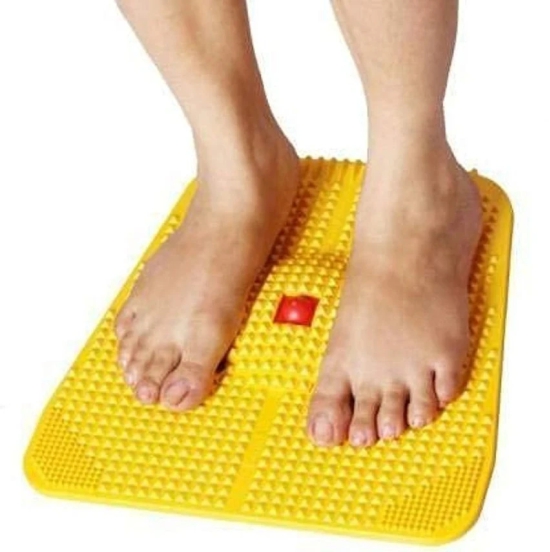 Horsefit  Manual Plastic Acupressure Foot Massager Plate with 24 Magnets for Stress Free, Blood Flow Controller, Pain Relief, Multicolor - Yellow