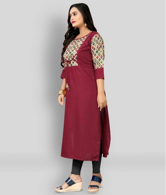 Rangrasiya - Maroon Cotton Blend Womens Straight Kurti ( Pack of 1 ) - M