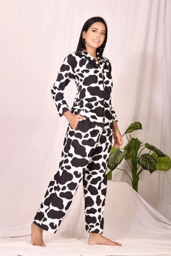 Black Cotton Pajama Set Multicolor M