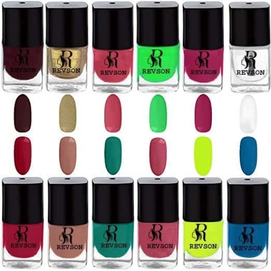 Revson Nail Lacquer | 6 ml | Long-Lasting, Glossy Nail Polish | Fast Drying, Chip Resistant For Women (Pack of 12)(M-jassy4000)