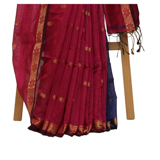 Tisser Maheshwari Cotton Silk saree with blouse piece