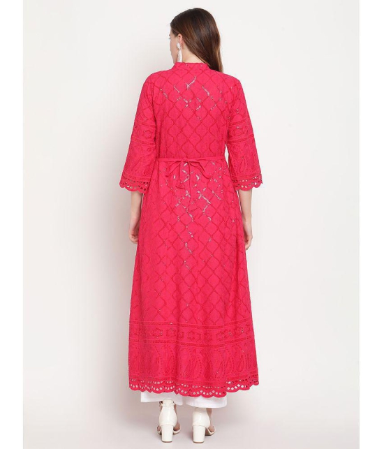 Queenley - Pink Cotton Women's Flared Kurti - None