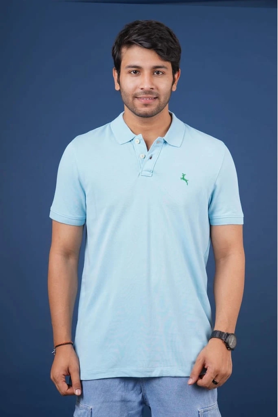 Men's Lt.Blue Embroidery Polo T-Shirt