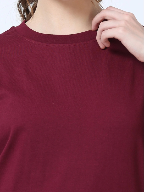 Women Solid Oversized T-Shirt, MAROON-XXL / Maroon