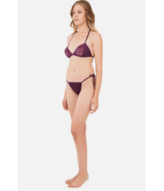 SELETA - Purple Cotton Lycra Women's Bra & Panty Set ( Pack of 1 ) - None