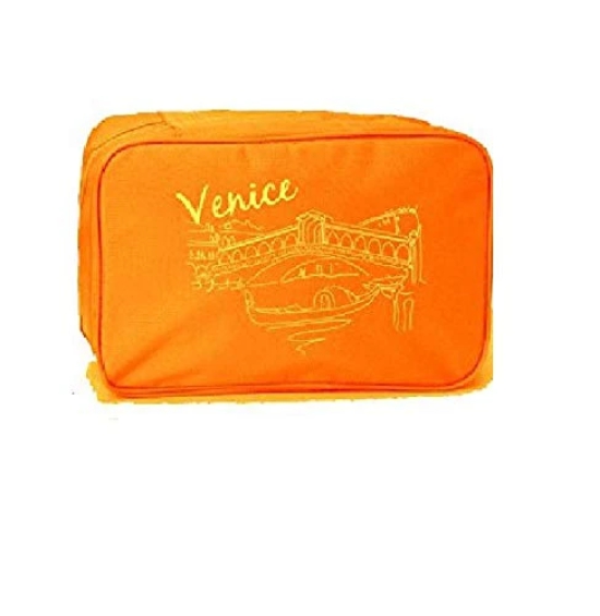 CONNECTWIDE® Venice Cosmetic Pouch, Nylon Waterproof,Cosmetic Makeup Bag,1 Piece, Size;(7 * 17 * 25.5 cm) (Orange)