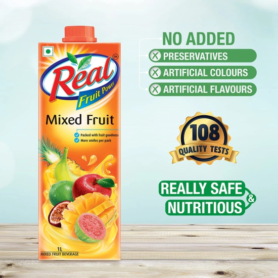 Dabur Real Fruit Power Mixed Fruit Juice, No Added Preservatives, 1L