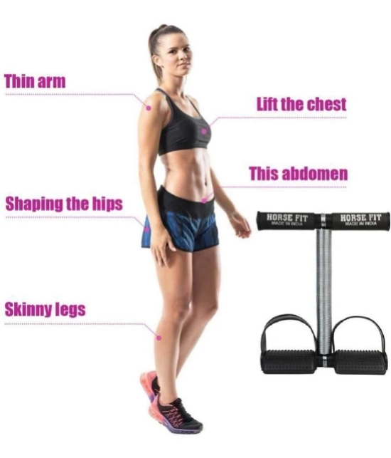 HORSE FIT Tummy Trimmer Single spring with Slim Belt Combo | Waist Trimmer | Body Shaper | Weight Loss Fitness Equipment | Body Toner | Single Spring Ab Tummy Trimmer - Black