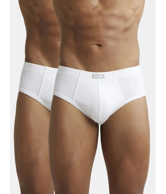 Jockey 1009 Men Super Combed Cotton Rib Solid Brief - White (Pack of 2) - None