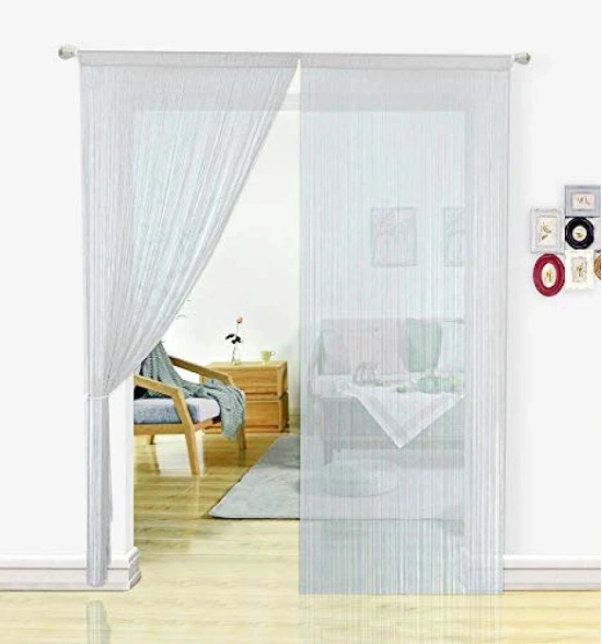 YUTIRITI Single Door Ring Rod Polyester Curtains White - White