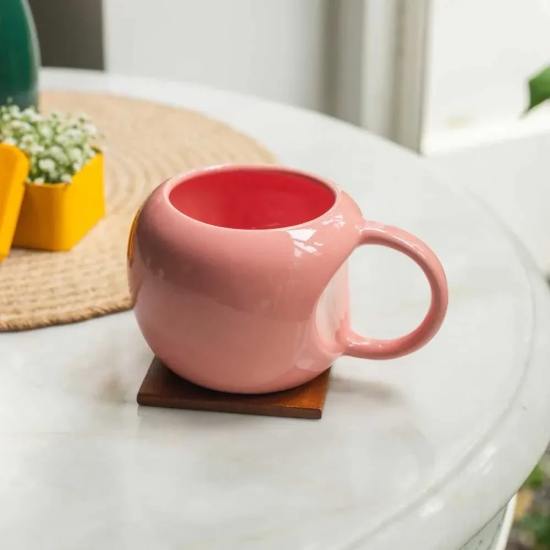 Curved Ceramic Mug Coral Pink