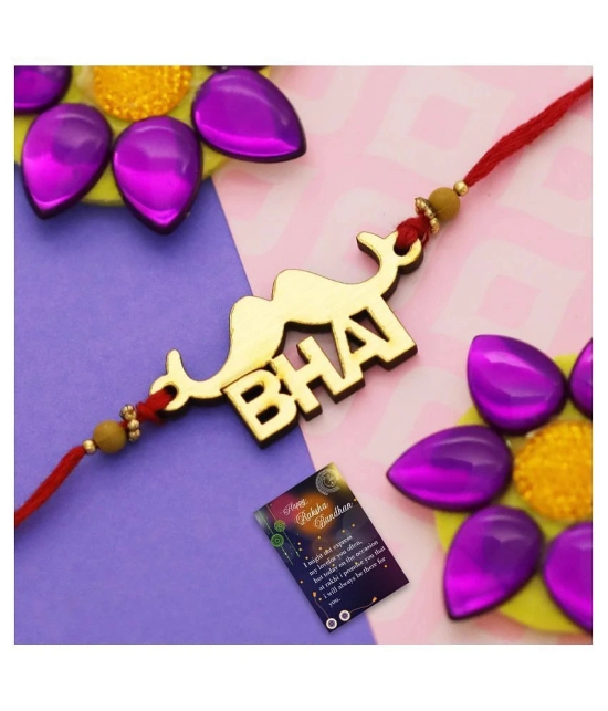 Paola  Elegant  Bhaiya Rakhi  BHAI Designe With  Silver Bracelet Kada  BhabhiRakhi Combo  With Roli Chawal And  Greeting Card  1 Kankawati Pooja Thali - None