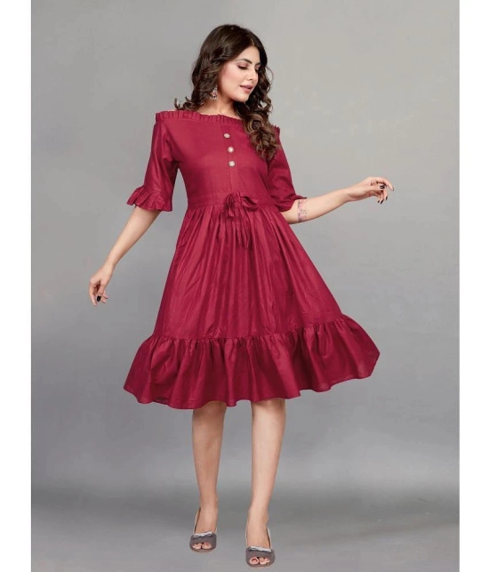 JULEE - Maroon Rayon Womens Fit & Flare Dress ( Pack of 1 ) - None