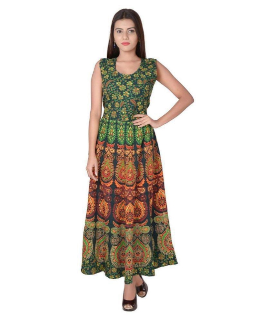 Rangun Cotton Green Regular Dress - S-XL