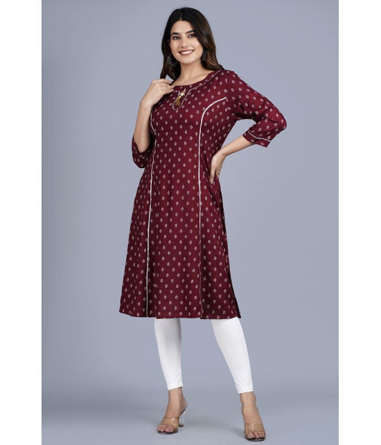 Smien - Maroon Rayon Womens A-line Kurti ( Pack of 1 ) - None