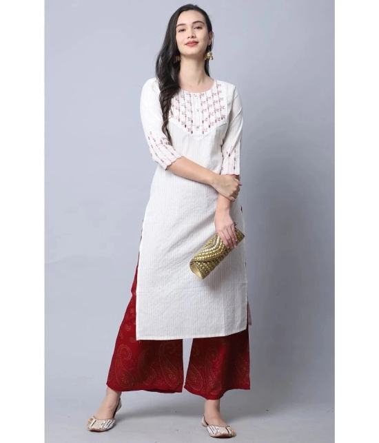 Rajnandini - White 100% Cotton Womens Straight Kurti ( Pack of 1 ) - None