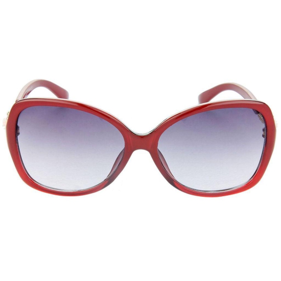 Hrinkar Grey Over-sized Cooling Glass Red Frame Best Sunglasses for Women - HRS266