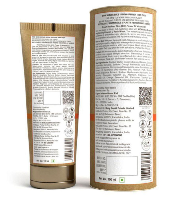 WOW Skin Science Vitamin C Face Wash In Paper Tube (eco Friendly Packaging)