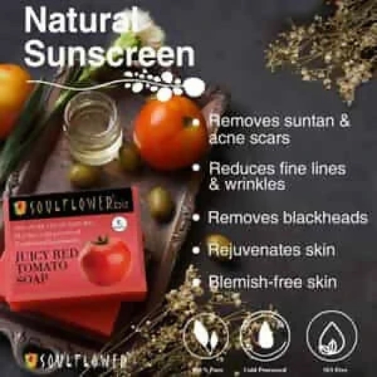 Soulflower Juicy Red Tomato Soap (150gm)