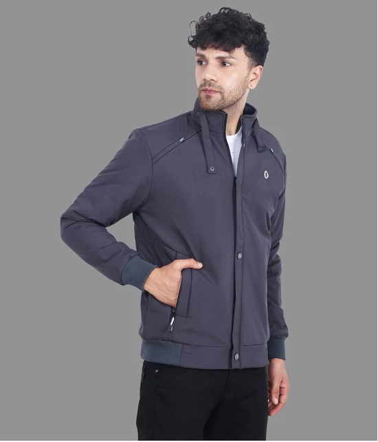 Dollar - Grey PU Leather Regular Fit Mens Windcheater Jacket ( Pack of 1 ) - None