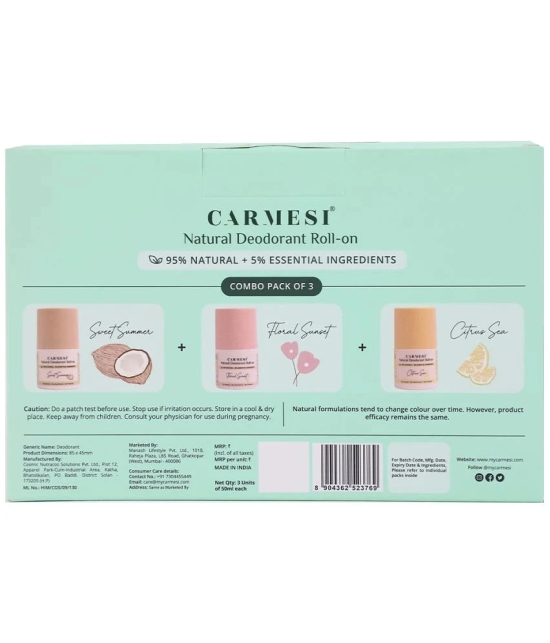 Carmesi Natural Deodorant Roll-on Deodorant Roll-ons for Women 150 gm ( Pack of 3 )