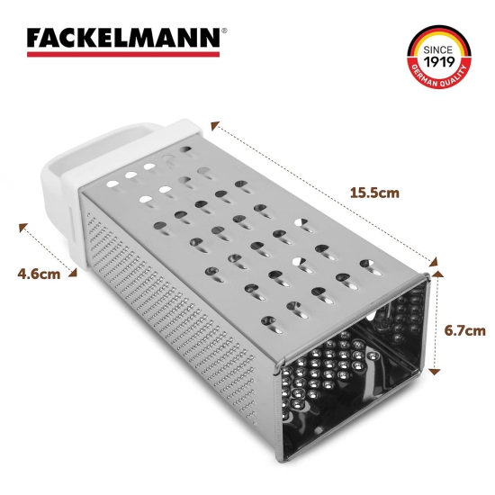 Fackelmann 4-Sided Stainless Steel Kitchen Grater | Ideal for Slicing, Grating, Shredding and Zesting | Easy to Clean & Dishwasher Safe