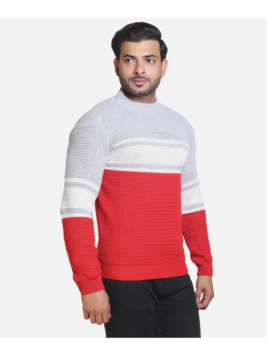 HeteShe Cotton Blend Round Neck Mens Full Sleeves Pullover Sweater - Red ( Pack of 1 ) - None