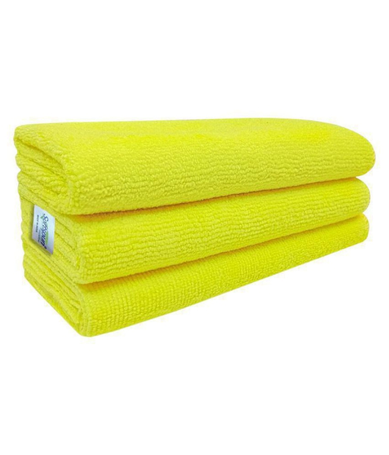 SOFTSPUN Microfiber Cleaning Cloths, 3pcs 40x40cms 340GSM Yellow! Highly Absorbent, Lint and Streak Free, Multi -Purpose Wash Cloth for Kitchen, Car, Window, Stainless Steel, Silverware.