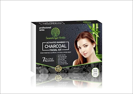 Soundarya Herbs Activated Charcoal Bamboo Facial Kit - 140g | Natural Detoxifying and Purifying