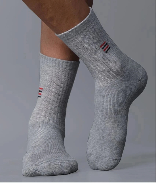 Dollar - Cotton Mens Solid Light Grey Mid Length Socks ( Pack of 3 ) - Light Grey