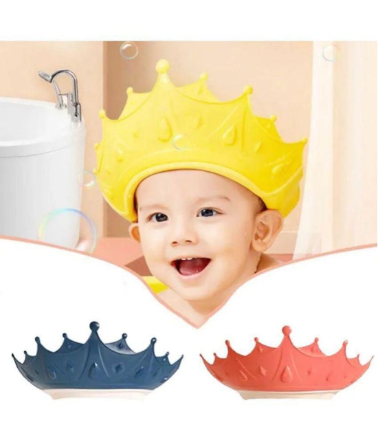 GEEO Baby bath Shower Cap,Bath hat for Eye and Ear wash Protection,Adjustable Silicone Bathing Crown Waterproof Shampoo hat for Washing Hair, Shower Bathing Protection Bath Cap for Toddler, 