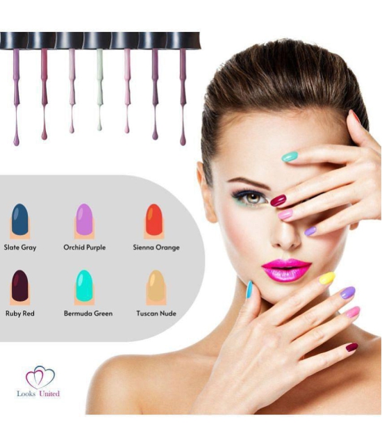 Looks United - Multi Glossy Nail Polish ( Pack of 6 )