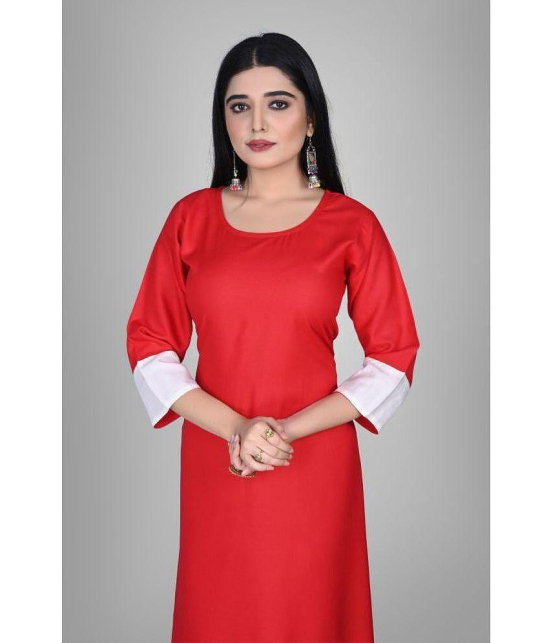 Kapadia - Red Rayon Women''s Asymmetrical Kurti ( Pack of 1 ) - None