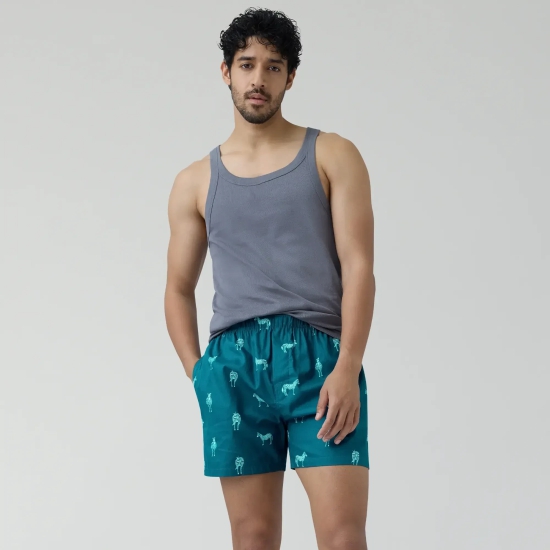 Remix Cotton Boxers Zebra Blue M