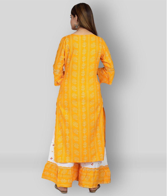 Lee Moda - Yellow Straight Rayon Womens Stitched Salwar Suit ( Pack of 1 ) - XXL