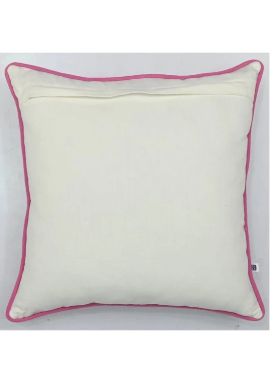 Oleander Floral Cotton Cushion Cover with Embroidery - 16” x 16”